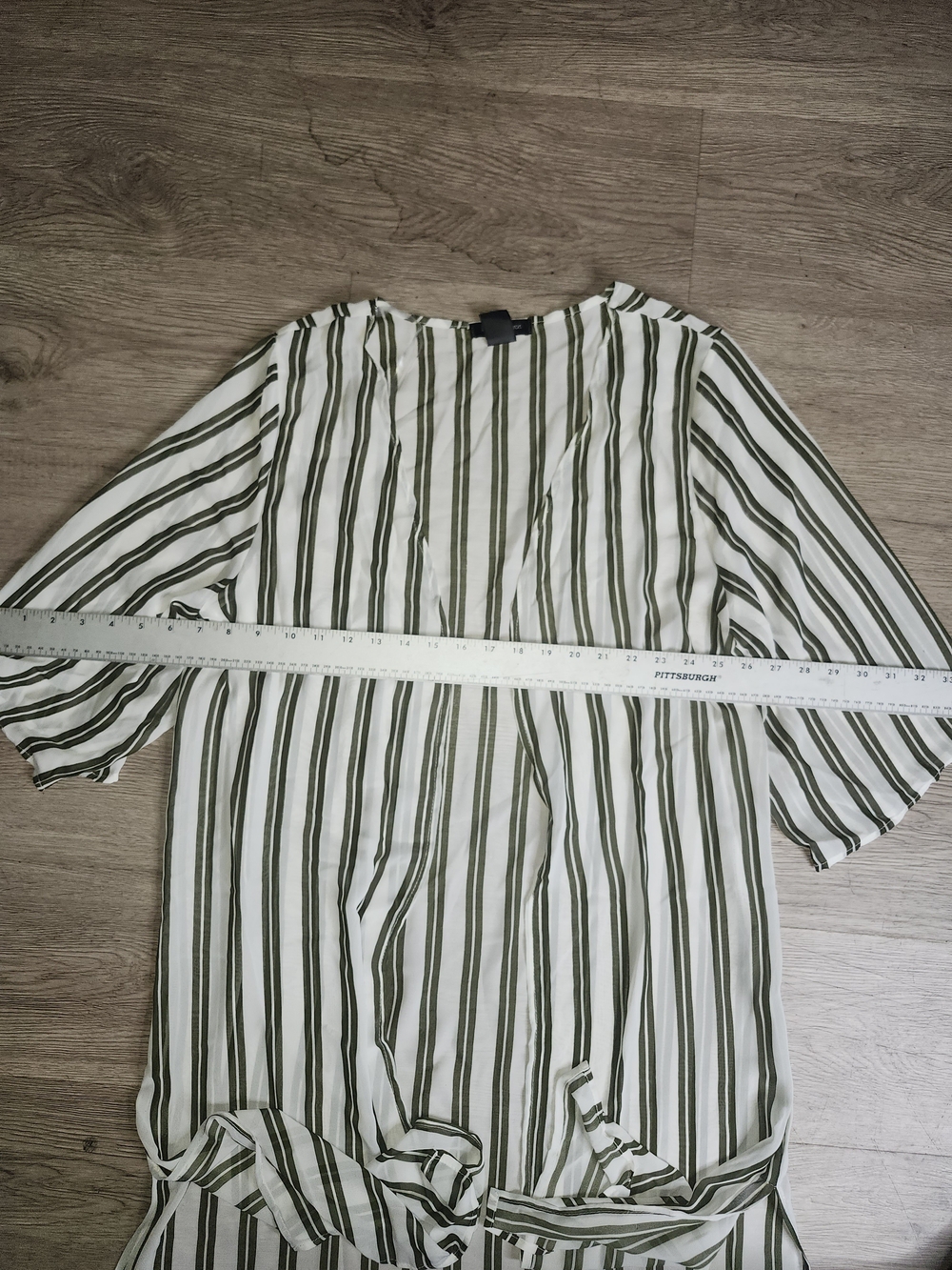 L❤️ve Cameron Striped Lightweight Longline Duster - Olive & White - Picture 3 of 4